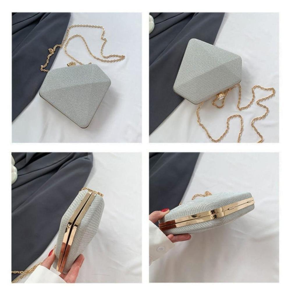 Diamond Shaped Crossbody Bag In Gold - Picture 5 of 6
